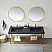 72" Double Sink Bath Vanity in Brushed Gold Metal Support with Black One-Piece Composite Stone Sink Top