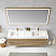 72" Double Sink Wall-Mount Bath Vanity in North American Oak with White Composite Integral Square Sink Top