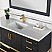  Issac Edwards Collection 60" Single Bathroom Vanity Set in Black Oak with Grain White Composite Stone Countertop without Mirror