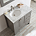36" Single Vanity in Grey with Carrara White Marble Countertop Without Mirror