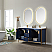 60" Vanity in Royal Blue with White Composite Grain Stone Countertop Without Mirror