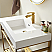36" Single Sink Bath Vanity in Brushed Gold Metal Support with White One-Piece Composite Stone Sink Top