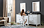Spa 82" Bath and Makeup Hybrid Vanity in White with granite vanity top inblack with white basin and mirrors