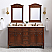 60" Antique Teak Finish Double Sink Vanity with Cream Marble Counter Top with Mirror Options