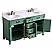 60" Mint Green Finish Double Sink Vanity with Cream Marble Counter Top with Mirror Options