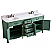 72" Mint Green Finish Double Sink Vanity with Cream Marble Counter Top with Mirror Options