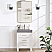 24in. Free-standing Single Bathroom Vanity in Fir Wood White with Composite top in Reticulated Grey