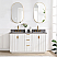 60in. Free-standing Double Bathroom Vanity in Fir Wood White with Composite top in Reticulated Grey
