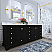 84 in. Bath Vanity Set in Black Onyx with Quartz Calacatta Laza Vanity top and White Undermount Basin with Gold Hardware
