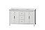 58" Double Sink Vanity in White Distressed Finish with White Quartz Top with Grey Veining