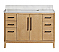 Issac Edwards 48" Free-standing Single Bath Vanity in Washed Ash Grey with White Grain Composite Stone Top and Mirror
