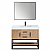 Issac Edwards 42" Single Bathroom Vanity in Light Brown with Matte Black Support Base and White Composite Stone Countertop with Mirror