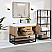 Issac Edwards 42" Single Bathroom Vanity in Light Brown with Matte Black Support Base and White Composite Stone Countertop with Mirror