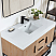 Issac Edwards 42" Single Bathroom Vanity in Light Brown with Matte Black Support Base and White Composite Stone Countertop with Mirror