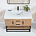 Issac Edwards 42" Single Bathroom Vanity in Light Brown with Matte Black Support Base and White Composite Stone Countertop with Mirror