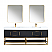 Issac Edwards 84" Double Bathroom Vanity in Black Oak with Brushed Gold Support Base and White Composite Stone Countertop with Mirror