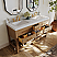 60" Double Bathroom Vanity in Oak Finish with White quartz Vanity Top and White Undermount Basin