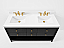 60 in. Double Bath Vanity in Black Oak Finish with White quartz Vanity Top and White Undermount Basin