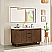 Issac Edwards Collection 60" Double Bathroom Vanity in Brown Brushed Oak Finish with Grain White Stone Countertop with Mirror