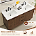Issac Edwards Collection 60" Double Bathroom Vanity in Brown Brushed Oak Finish with Grain White Stone Countertop with Mirror