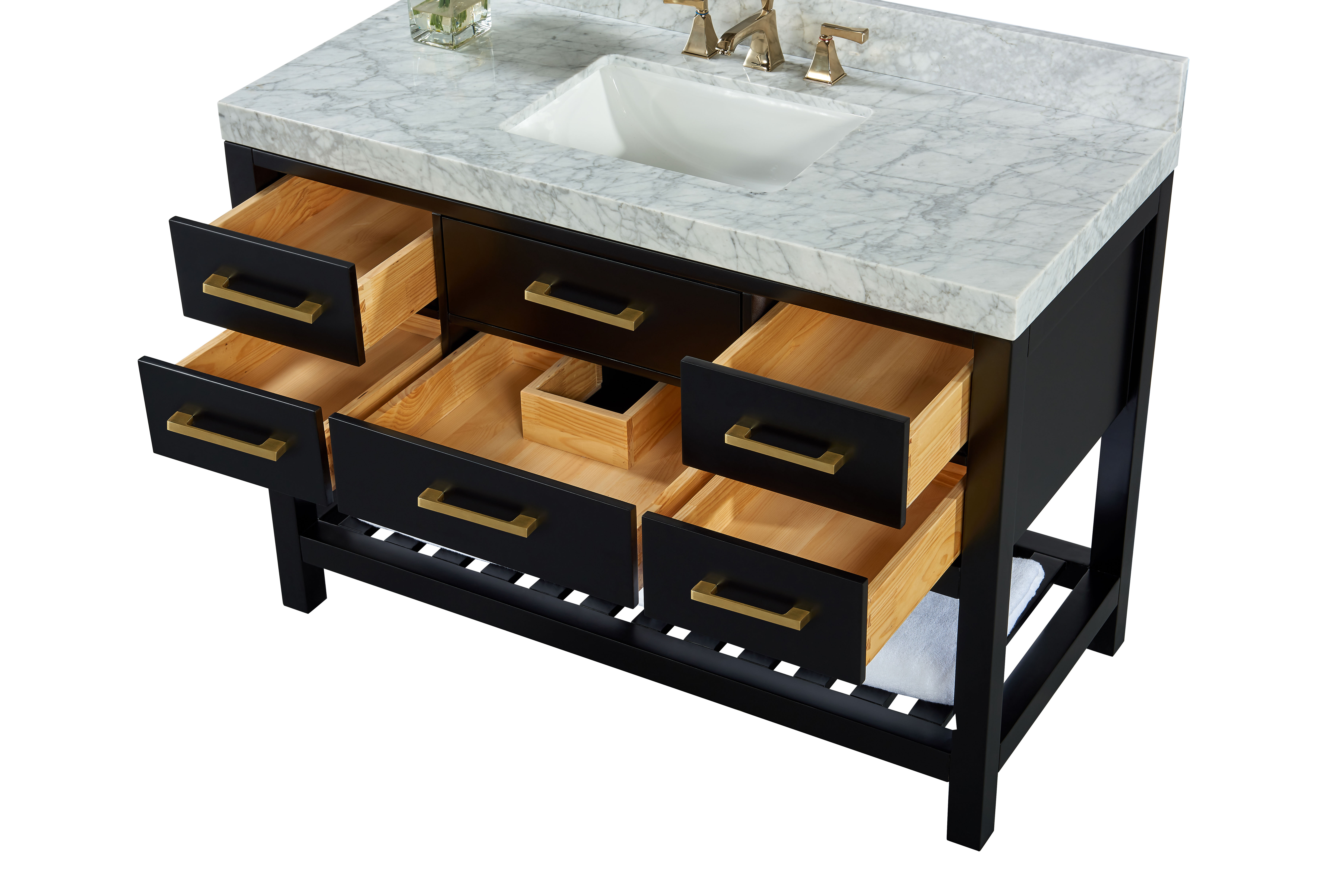 48" Single Sink Bath Vanity Set in Black Onyx with Italian