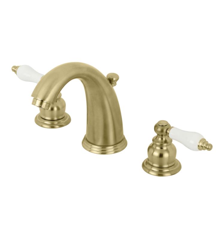 Victorian 5 3/4" Double Porcelain Lever Handle Widespread Bathroom Sink