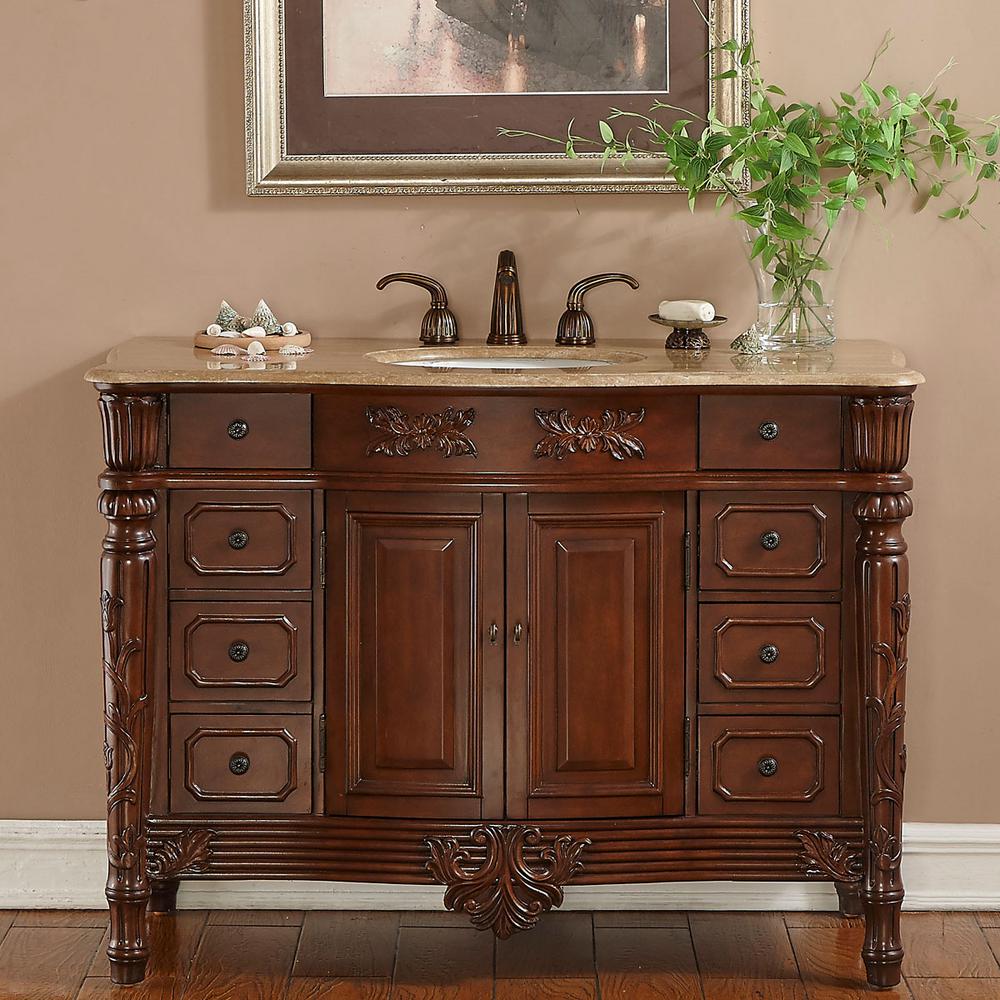 48" Single Sink Vanity in Brazilian Rosewood with Stone