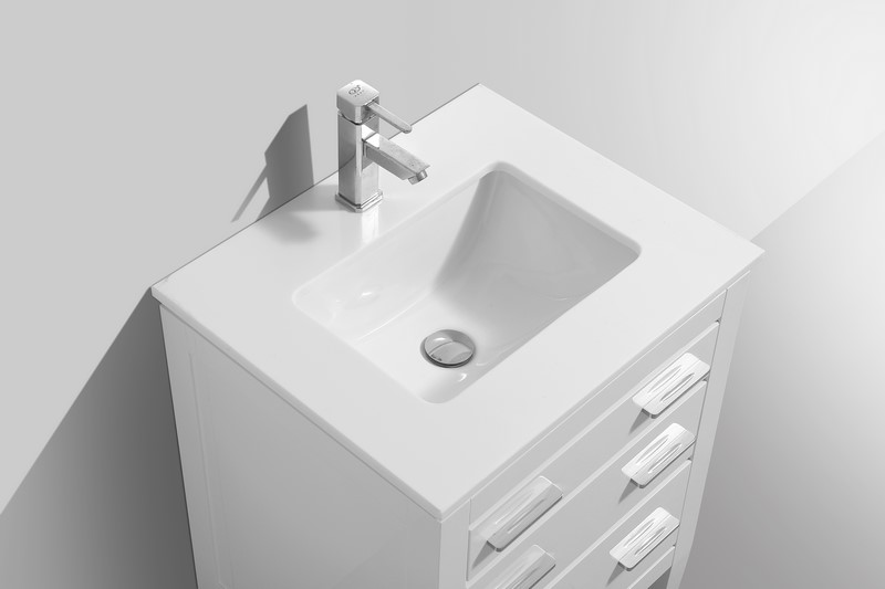 Modern Lux 24 High Gloss White Vanity W Quartz Counter Top - 24 Inch White Bathroom Vanity With Quartz Top