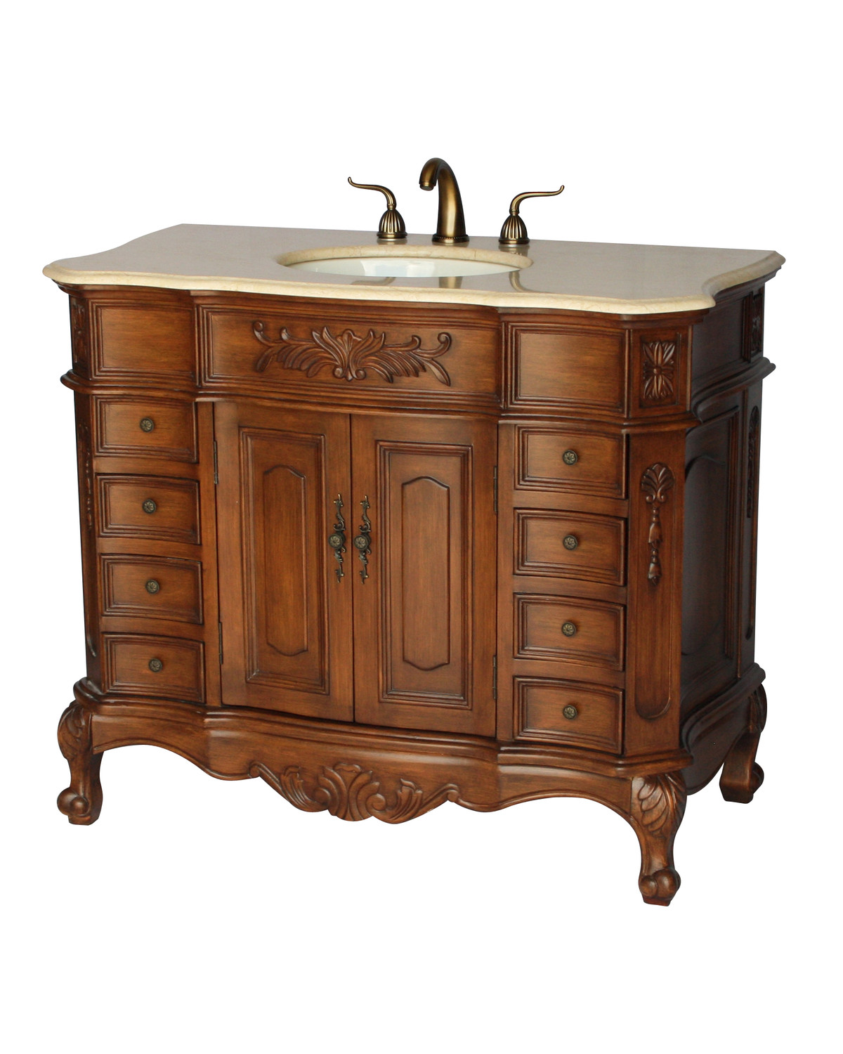 42 Adelina Antique Single Sink, Antique Walnut Bathroom Vanity