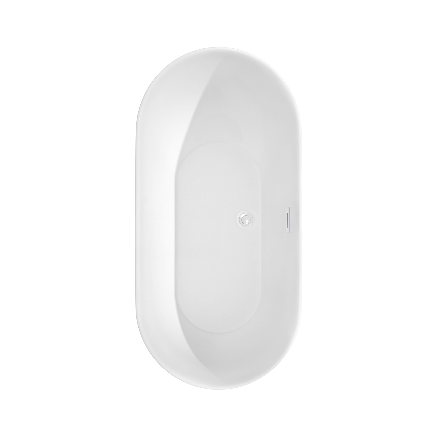 60" Freestanding Bathtub in White with Shiny White Drain and Overflow Trim