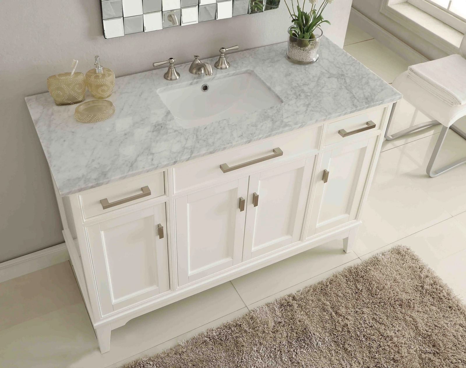 Bathroom Vanity With Carrara Marble Tops