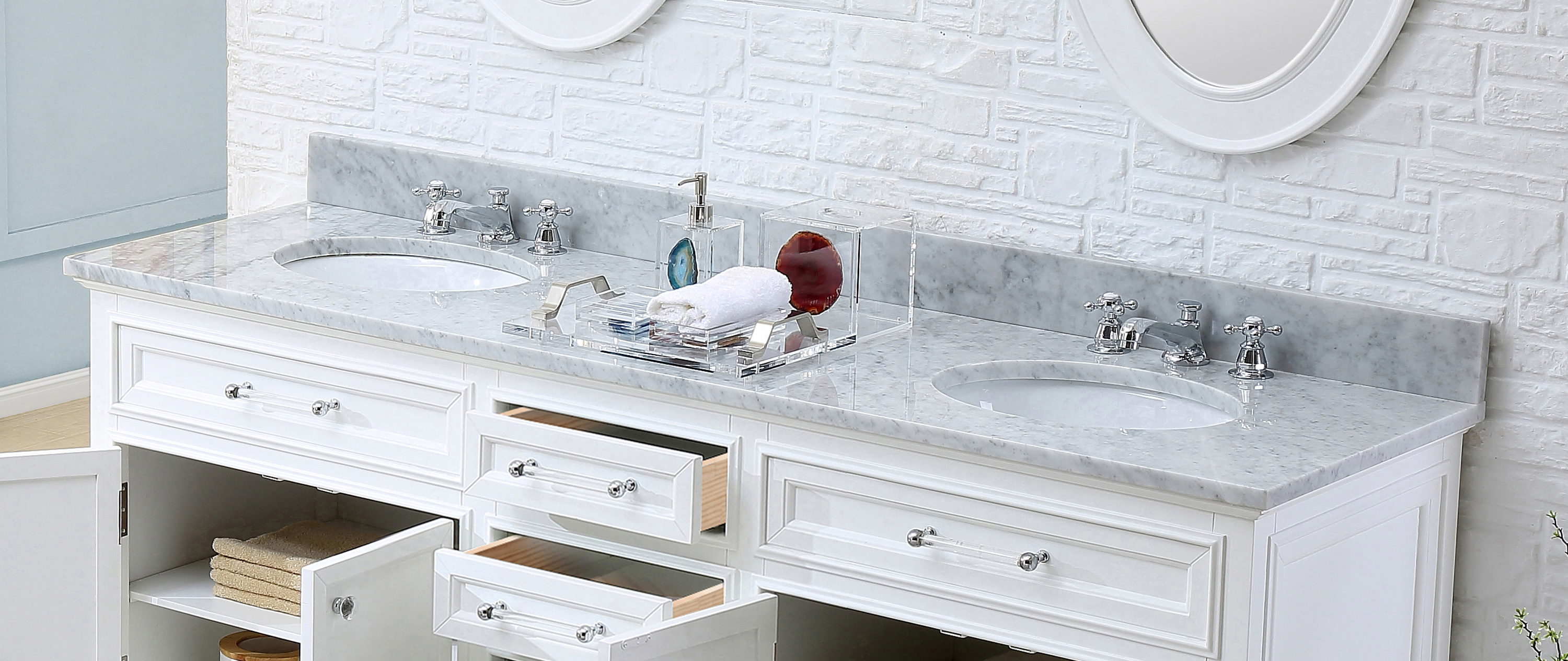 white bathroom countertop with sink