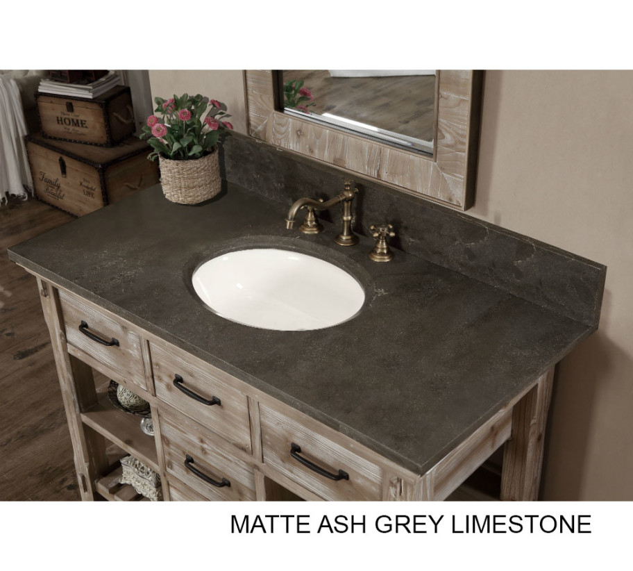 Accos 48 Inch Rustic Bathroom Vanity, Granite Vanity Sink Top