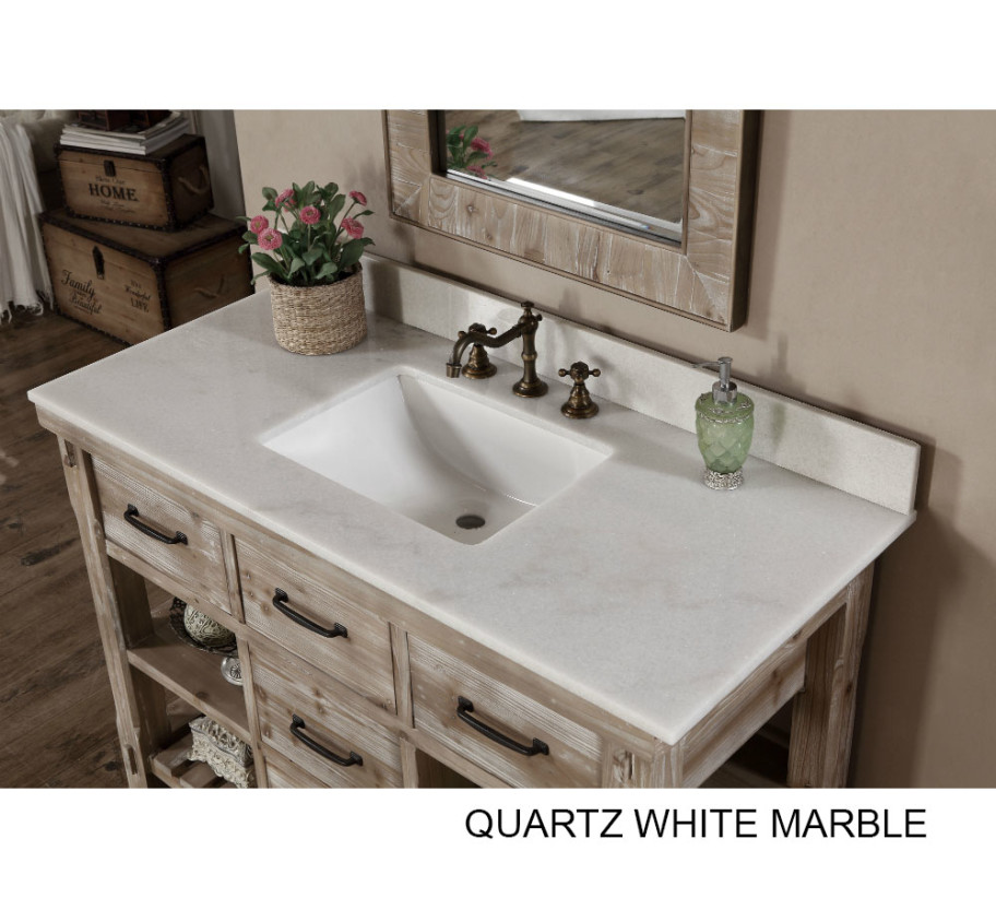 Accos 48 Inch Rustic Bathroom Vanity Matte Ash Grey Limestone Top - 48 Inch Farm Style Bathroom Vanity