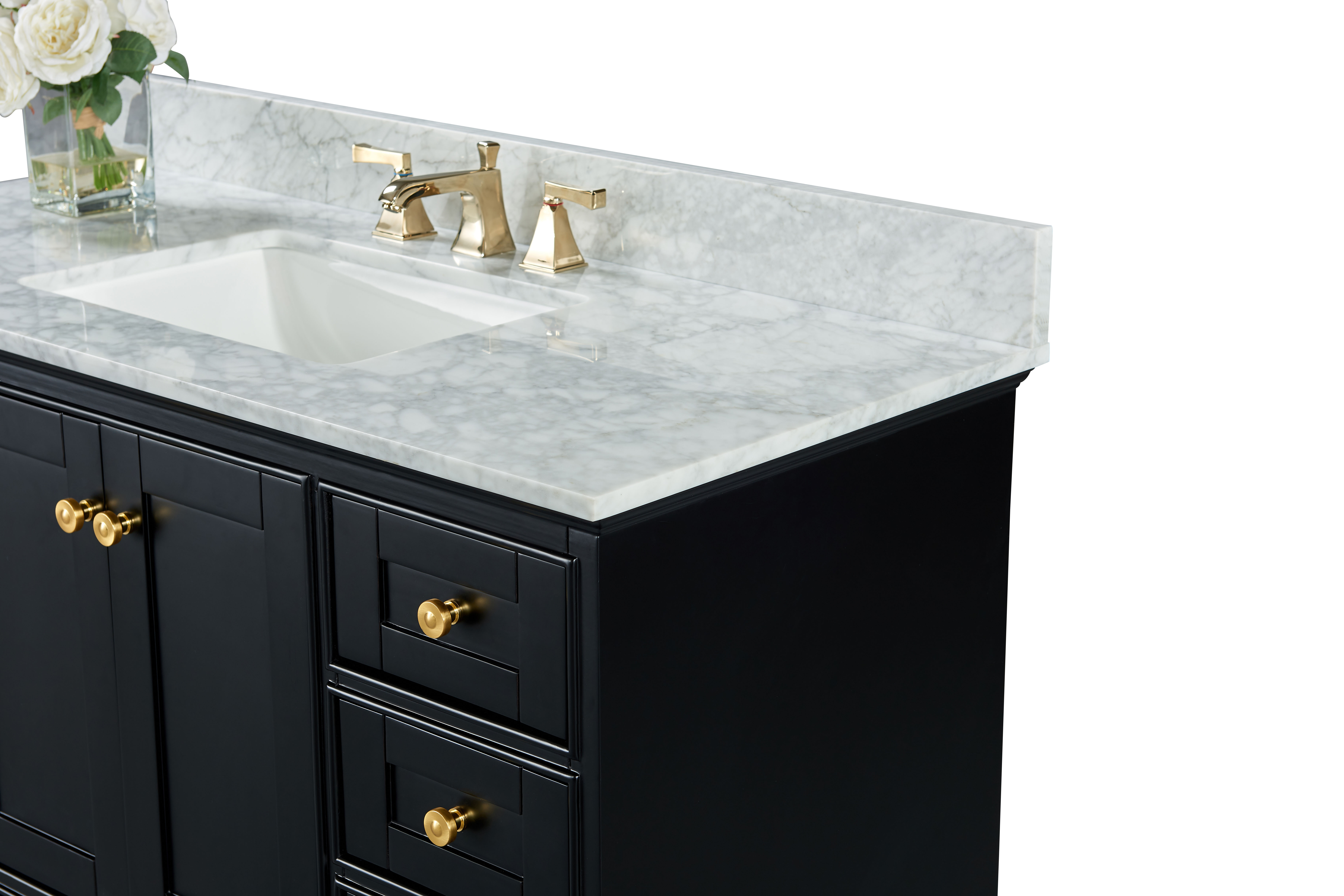 48" Bath Vanity Set in Black Onyx with Italian Carrara