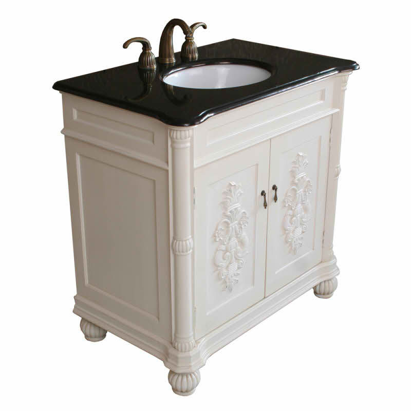 The Bella Collection 36 Inch White, 36 Inch White Bathroom Vanity With Granite Top
