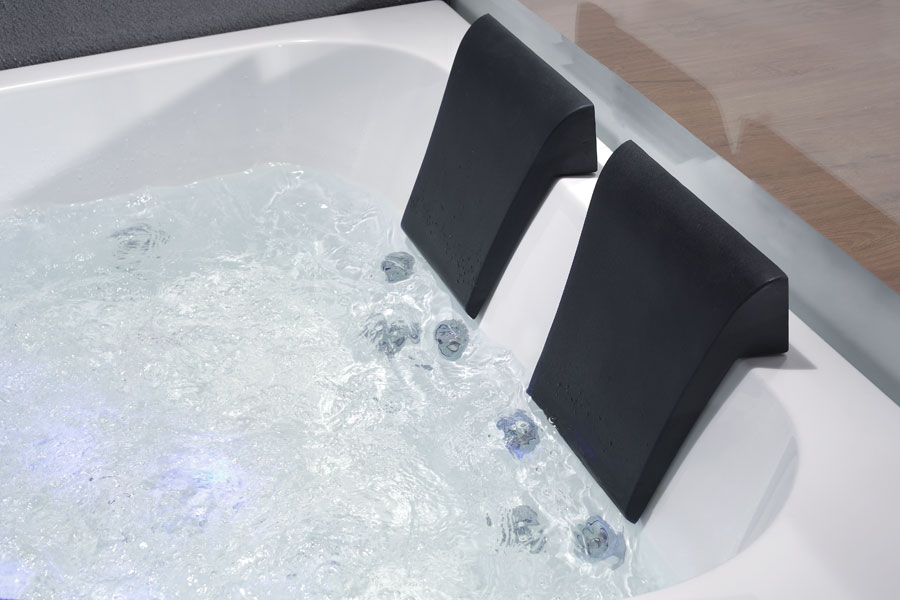 EAGO Clear Modern Double Seat Corner Whirlpool Bath Tub