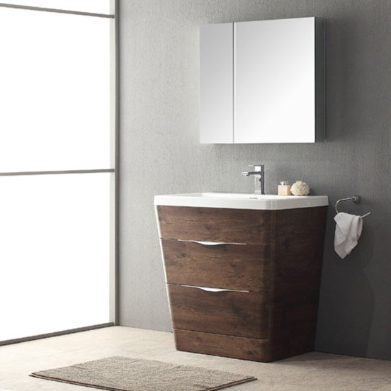 31 Inch Modern Bathroom Vanity Rosewood, 31 Inch Vanity