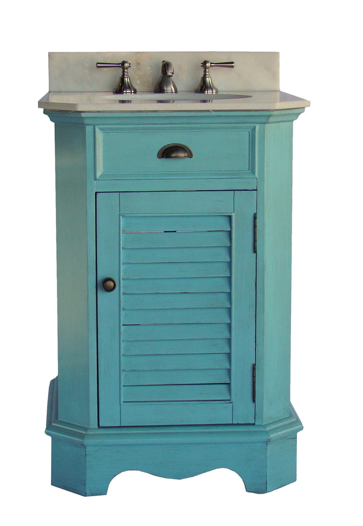 24 inch Adelina Corner Antique Bathroom Vanity Light Blue Finish , listavanities