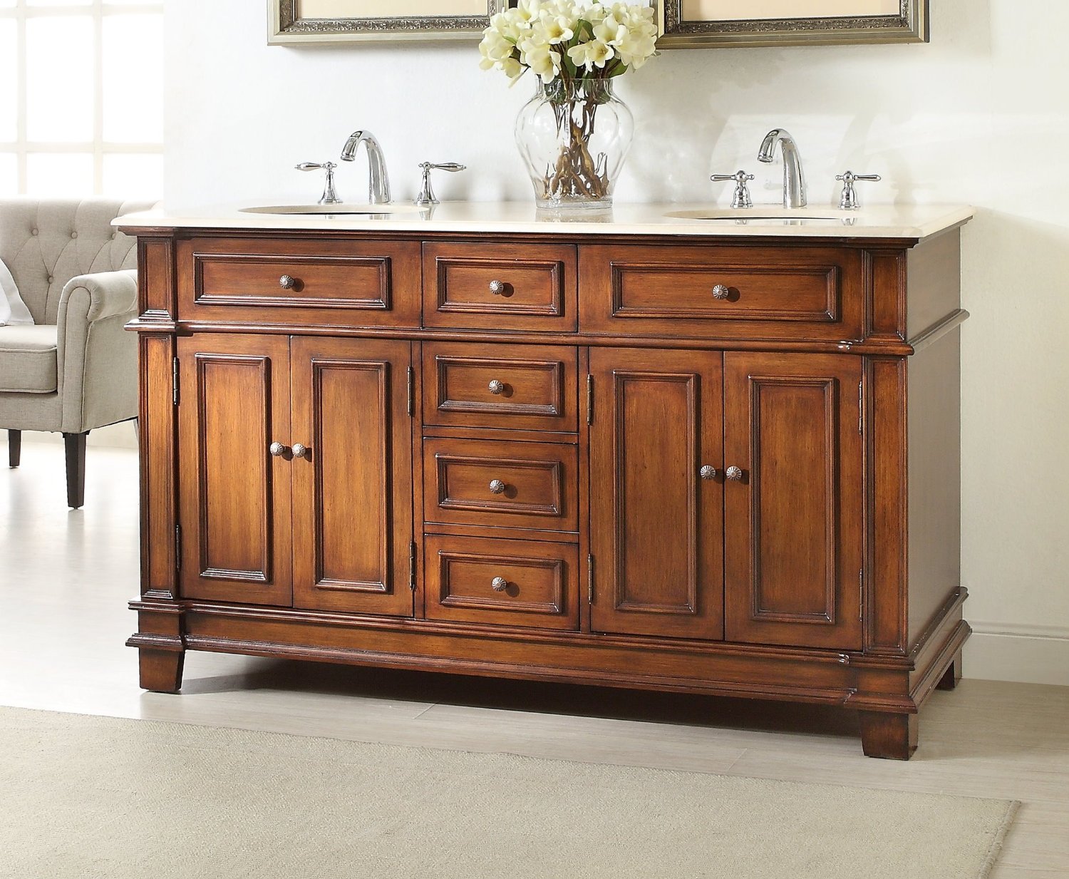 Mission Double Sink Bathroom Vanity, What Size Mirrors For 60 Inch Double Sink Vanity Units