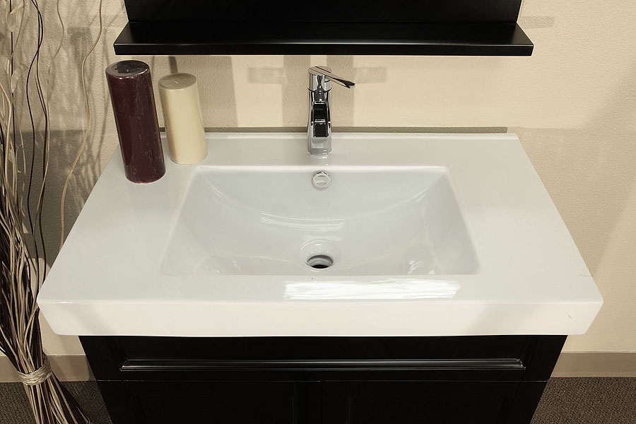 Bellaterra Home 203131 Bathroom Vanity Black Wood Cabinet - Bathroom Vanity With Top Without Sink