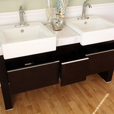 Bellaterra Home 804375 Bathroom Vanity, 57 Inch Double Sink Vanity