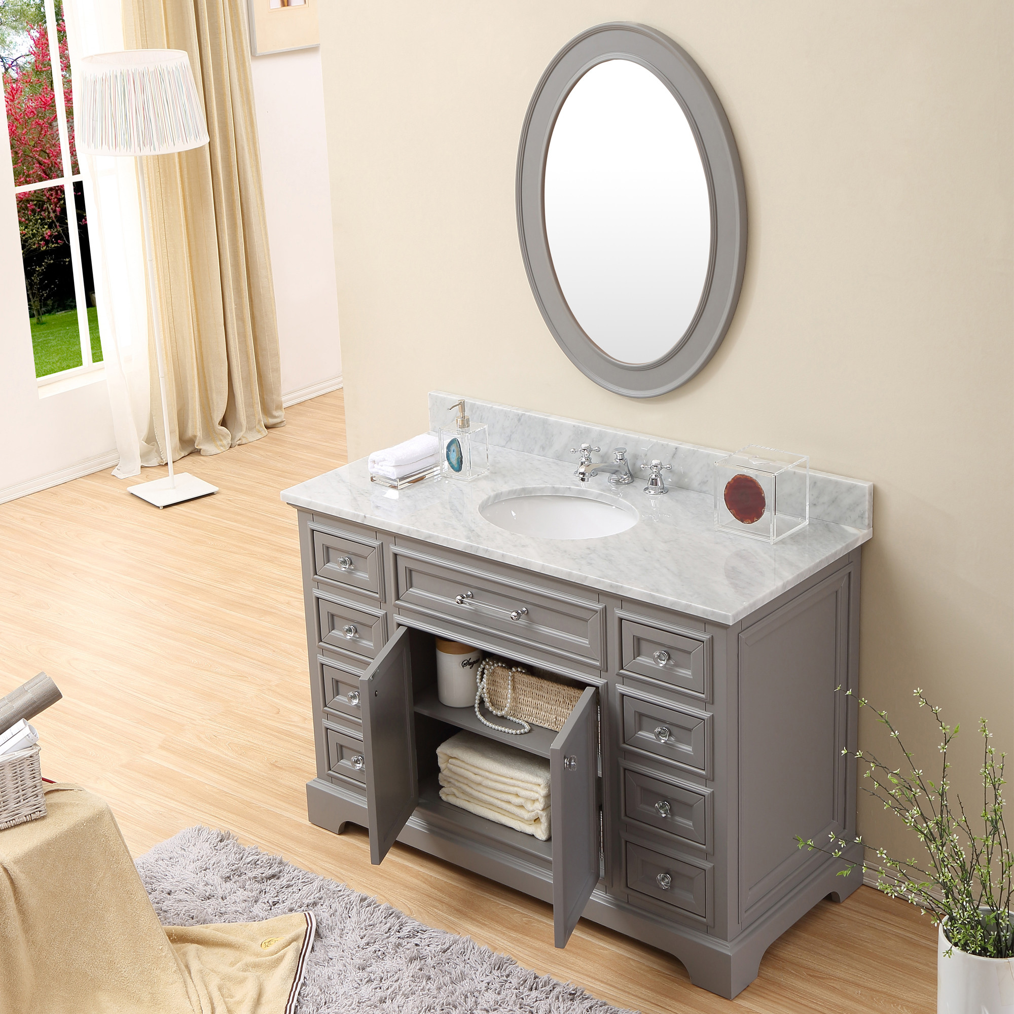 48 inch Traditional Bathroom Vanity Gray Finish