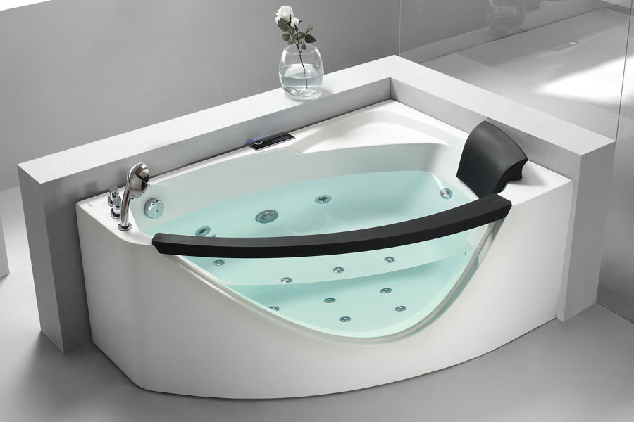 Eago AM198-L 5" Rounded Clear Modern Corner Whirlpool Bath Tub 