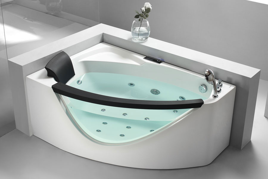 Eago AM198-R 5" Rounded Clear Modern Corner Whirlpool Bath Tub