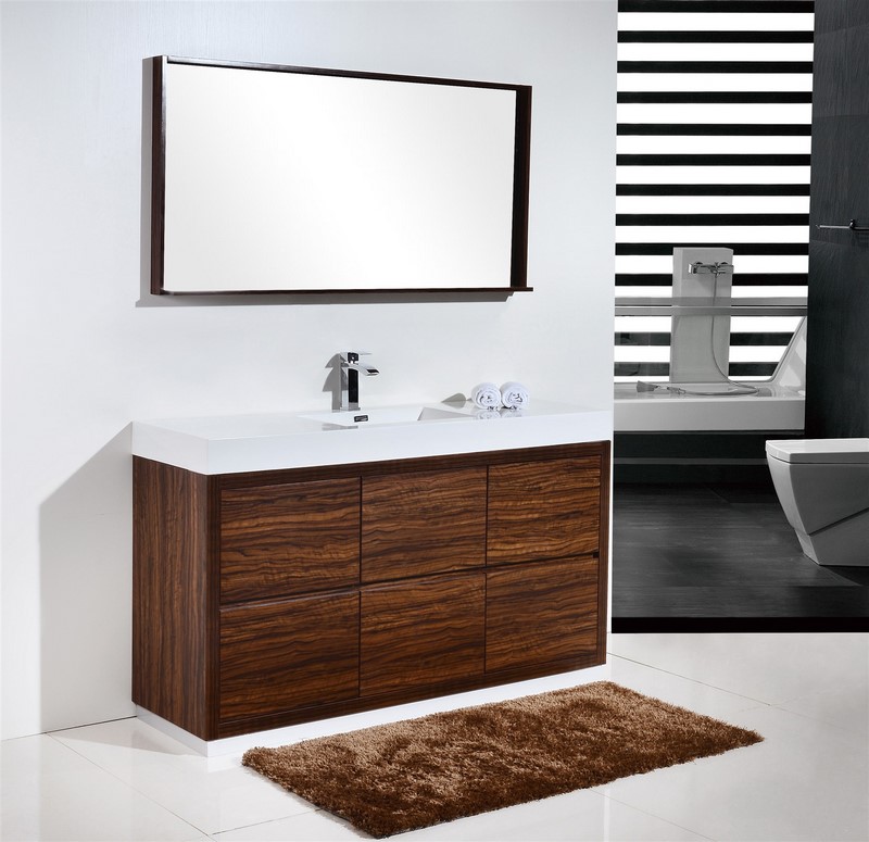 Modern Lux 60 Single Sink Walnut Free, Contemporary Walnut Bathroom Vanity