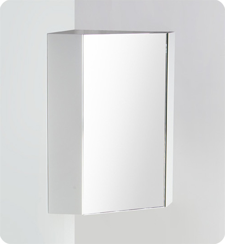 18" White Corner Medicine w/ Mirror Door
