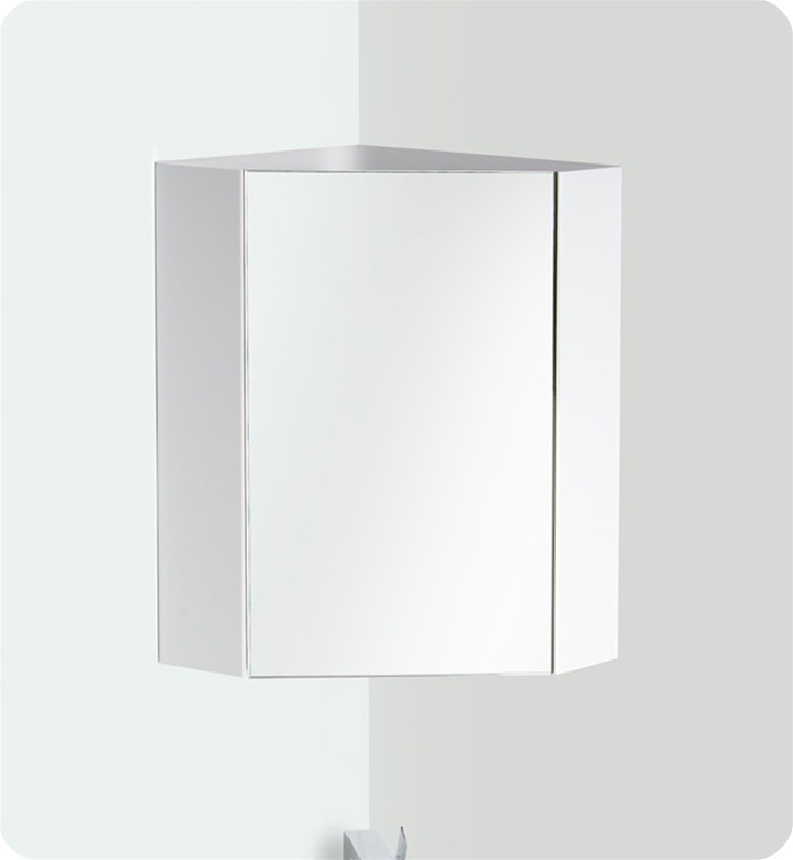 18" White Corner Medicine w/ Mirror Door