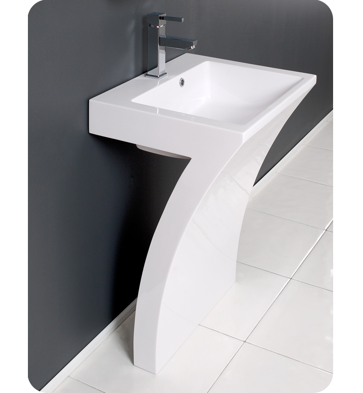 Fresca Quadro Collection 23 White Pedestal Sink Modern