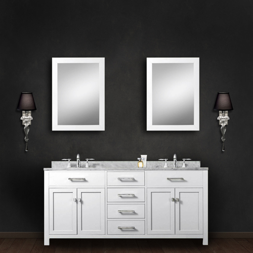 White 60 inch Double Sink Bathroom Vanity Carrara White Countertop